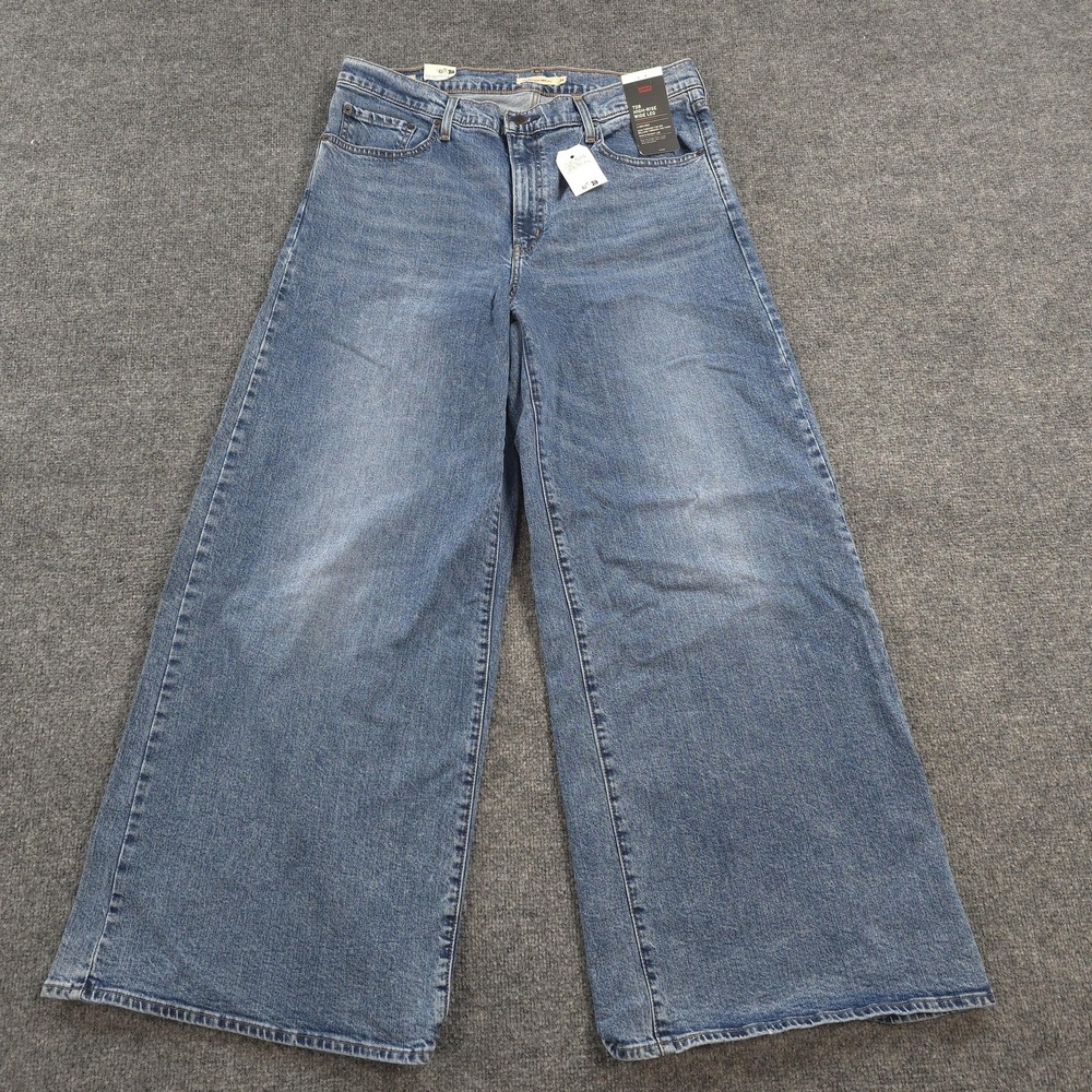 Levis Jeans Womens 34x32 Blue 728 High Rise Wide Leg Relaxed Stretch Denim NEW